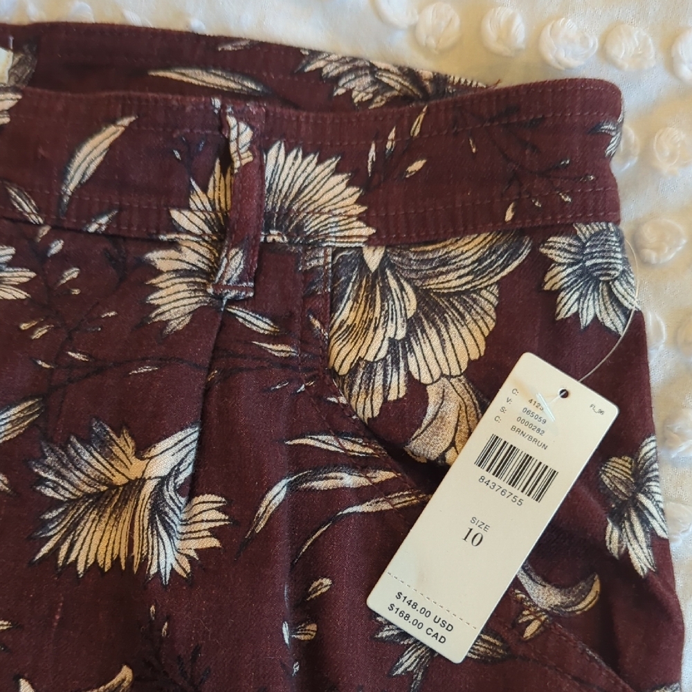 Anthropologie Burgundy Floral Wide Leg Pants - NWT - Picture 4 of 10